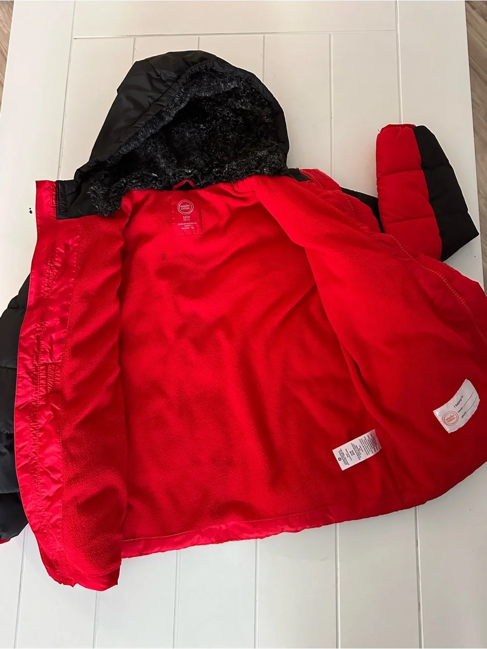 wonder nation Red and Black Puffer Jacket with Hood